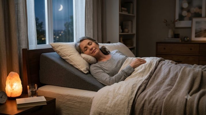 Hình ảnh mô phỏng lợi ích của gối cho người trào ngược dạ dày giúp ngủ ngon hơn